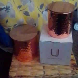 Uncommon James Hammered copper canister set